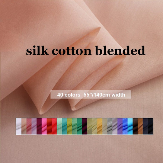 40 Colors- Solid Silk Cotton Blend Fabric Lining - 19.6"/50cm