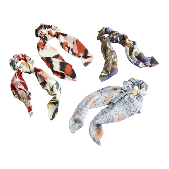 Print Hair Scrunchie With Attached Scarf: Blue by World Market