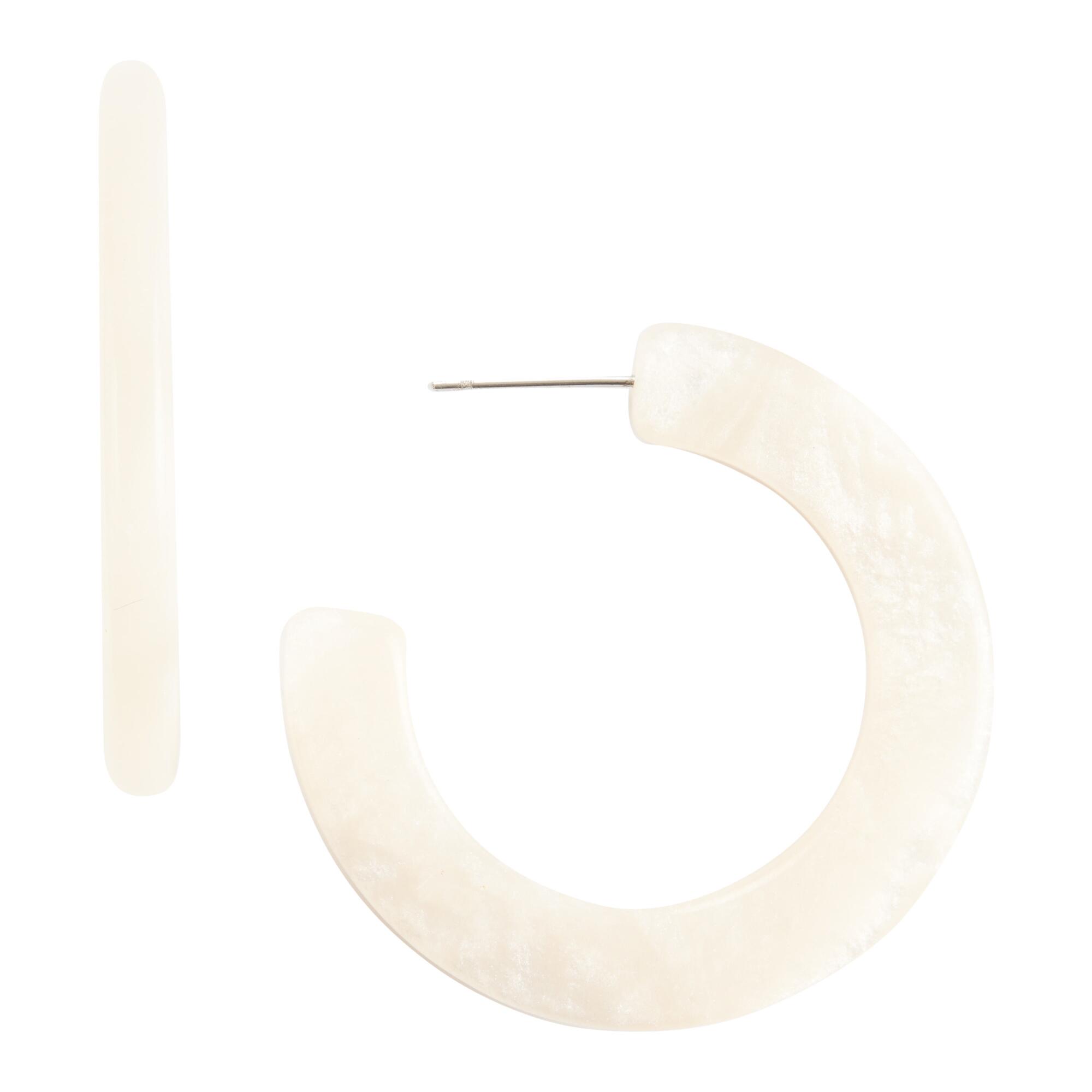 White Acrylic Hoop Earrings by World Market