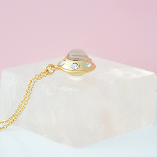 Ufo Mini Necklace Gold Or Lilac Iridescent