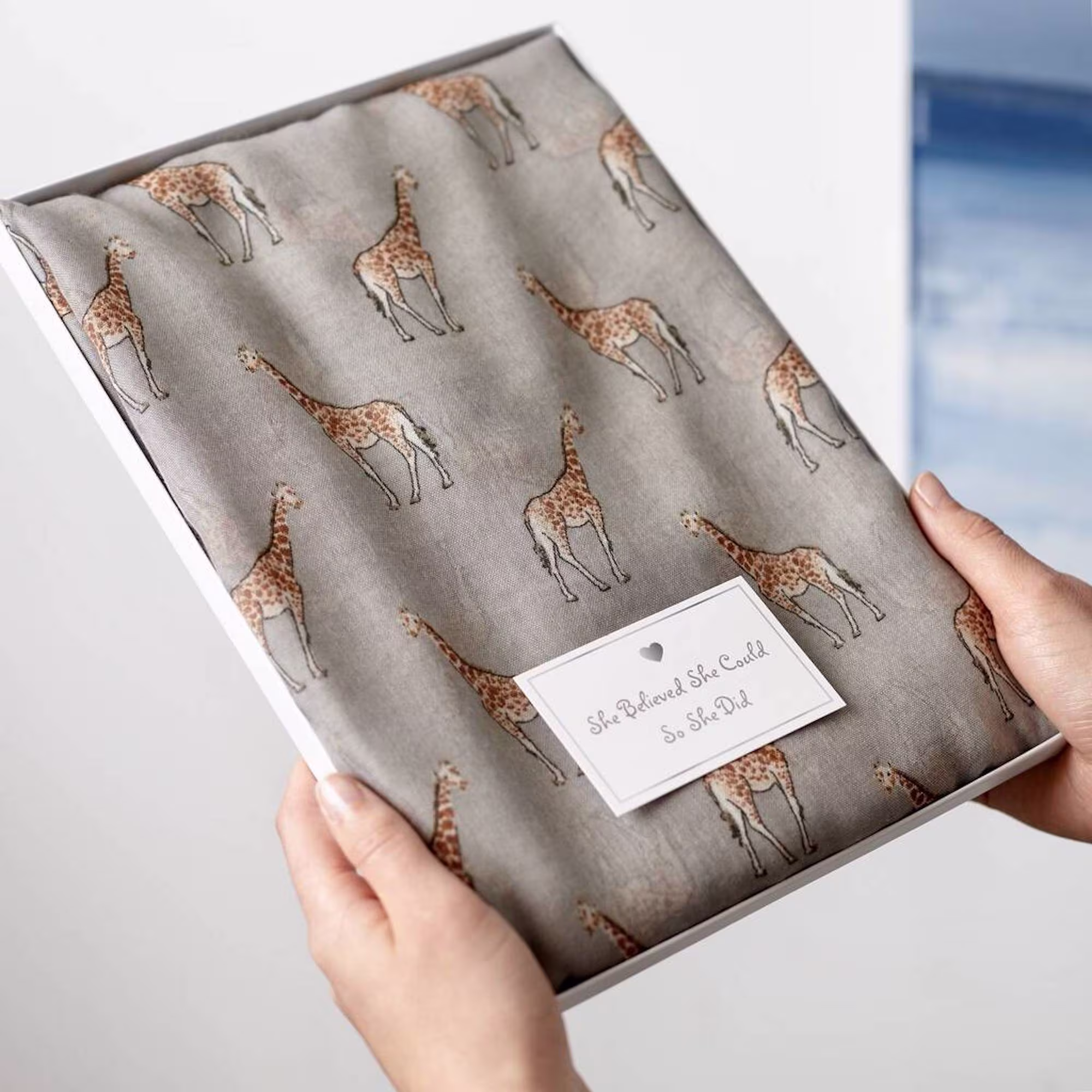 Giraffe Print Scarf in Gift Box
