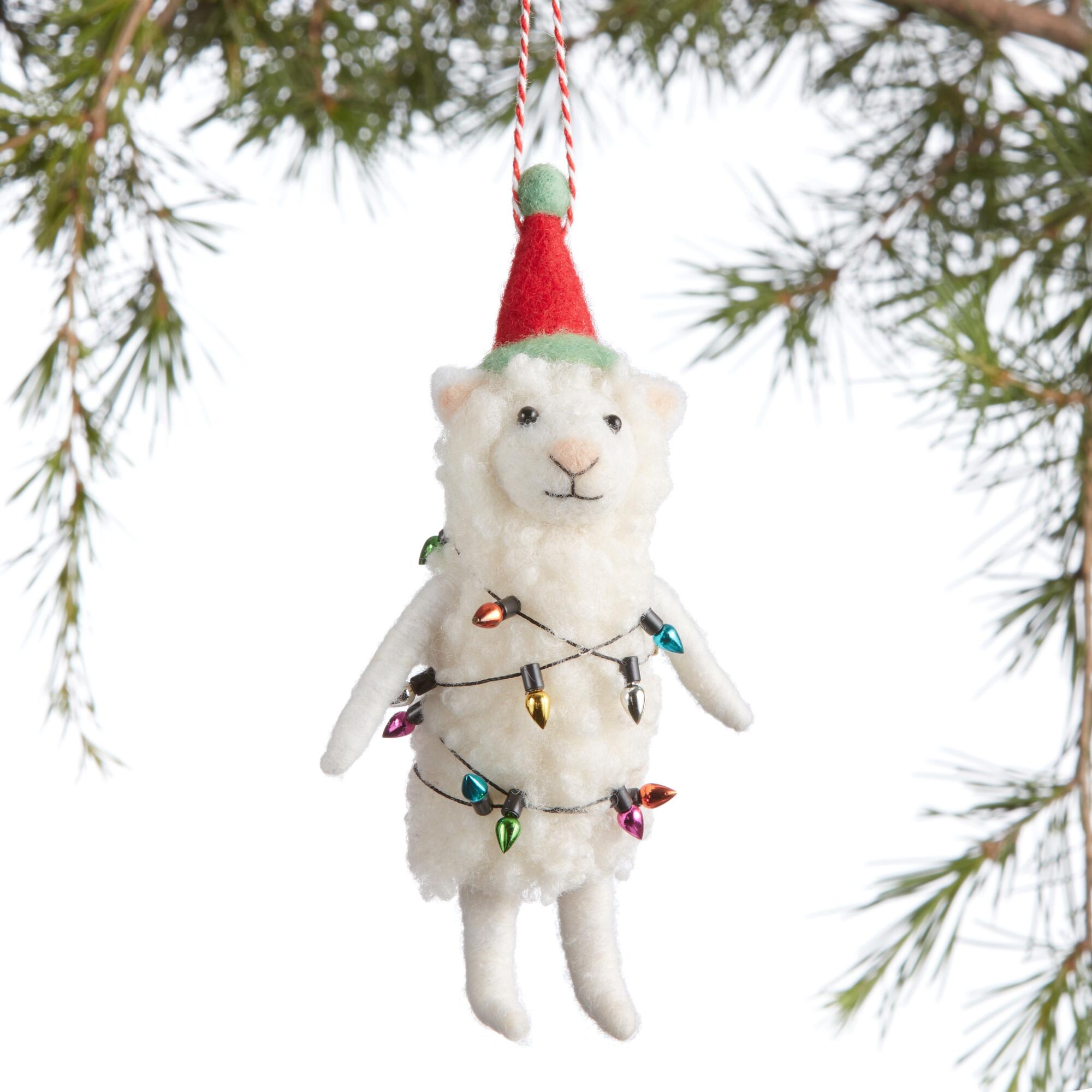 Wool Festive Sheep Ornament: Multi by World Market