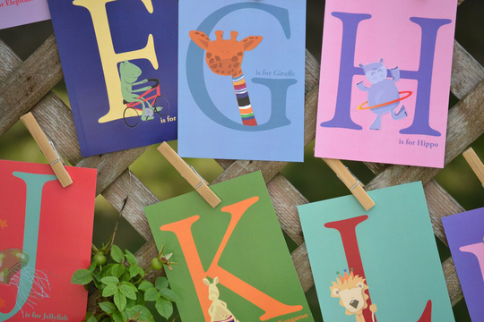 Animal Alphabet Flash Cards, Kids Nursery Art, Abc 5x7 Flash Cards, Wall Decor, Baby Gift, A To Z