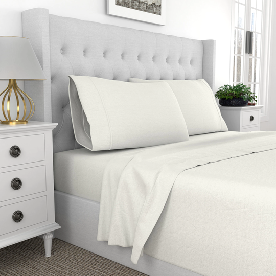 COLOR SENSE 600TC Easy Care Sateen King 600-Thread Count Cotton Polyester Blend White Bed Sheet | 840708157459