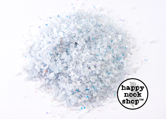 Crushed Blue Calcite Crystal Chips & Glitter Blend, 3 Ounces Fine Rough Healing Gemstone Sparkle Mix, New Age Stones, Diy Orgonite Supply