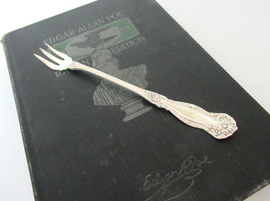 Antique Art Nouveau Seafood Cocktail Fork, Arbutus 1908 By Wm Rogers & Son, Vintage Silverplate Flatware Silverware Serving Fork