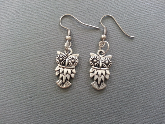 Antique Silver Owl Earrings