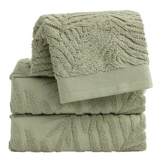 Sage Green Sculpted Palm Leaf Towel Collection by World Market
