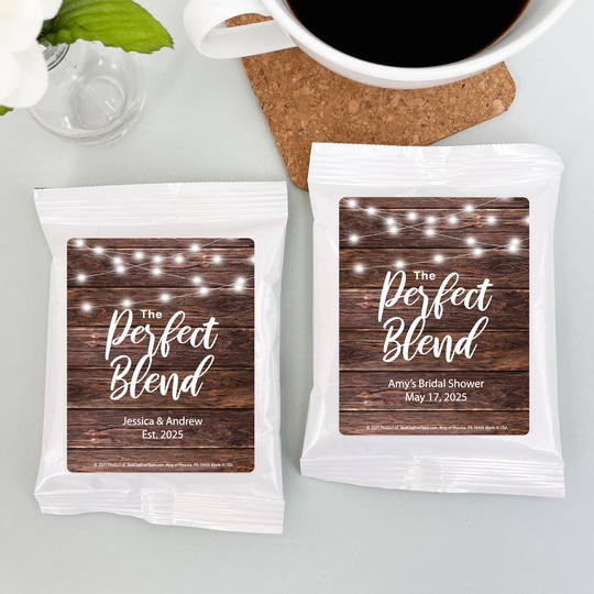 The Perfect Blend Wedding Favor Coffee, Rustic Reception, Personalized Coffee Favors, Bridal Shower Favors - Set Of 30