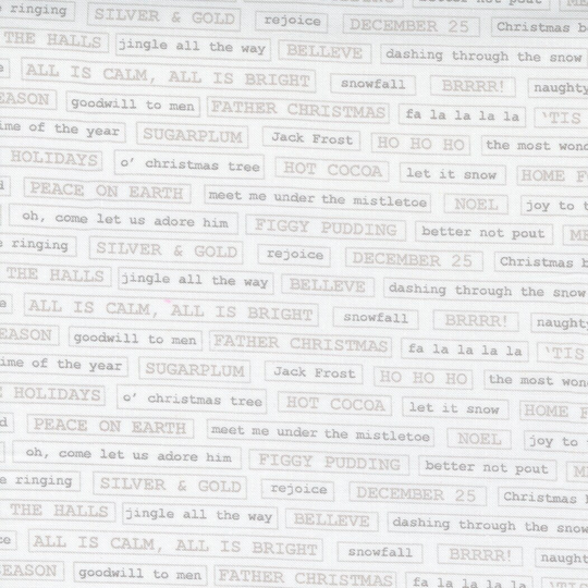 Christmas Morning, Fa La Blender Tonal Text, 5145.11, Color Snow, By Lella Boutique, | 1/2 Yard Continuous Cuts