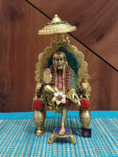 Sai Baba Statue - 8" Inch Family Gift Shirdi Nath Sairam Sculpture Lord Idol Om Ram For Your Altar Temple