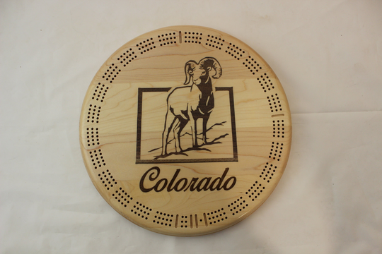 Colorado Big Horn Sheep - Inlay Rocky Mountain Ram Design Cribbage Board