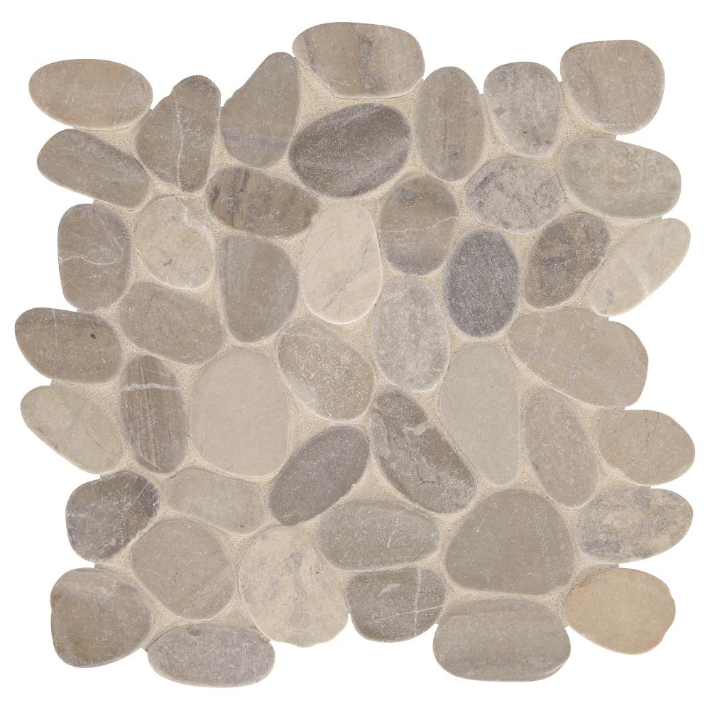 American Olean Delfino Stone Bali Gray Blend 12-in x 12-in Unglazed Natural Stone Pebble Stone Look Floor Tile | DG85PEBMSCC1P