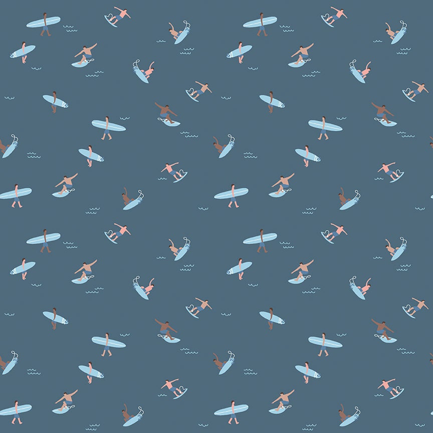 Riptide Surfs Up Cadet C10303 - Designed By Citrus & Mint Designs For Riley Blake 100% Cotton, Sold The Half Yard