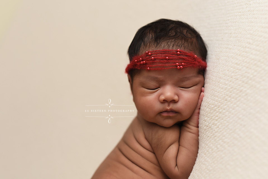Burgundy Red Pearls Mohair Halo Tieback Headband Newborn Photography