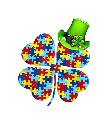 st. Pratrick's Day, Autism Support Clover Phyiscal Sublimation Transfer, Ready To Press