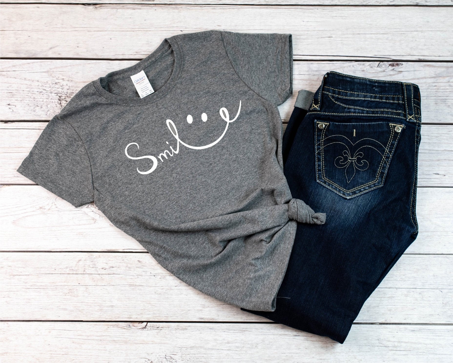Smile Woman's Tri-Blend Super Soft Shirt in V-Neck Or Crew
