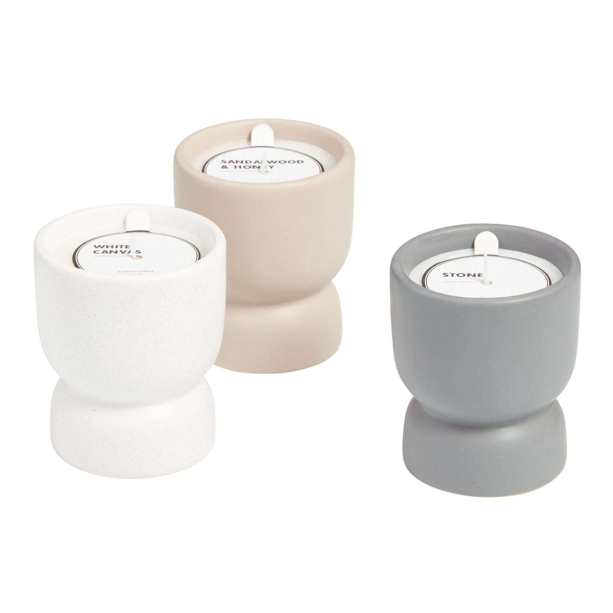 Matte Ceramic Pedestal Scented Candle: Pink - Scented Wax by World Market