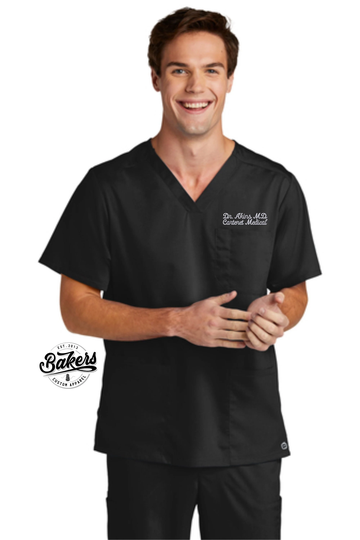 Ww5068 Wonderwink® Men's Premiere Flex™ V-Neck Top | Embroidered Mens Scrub V Neck Scrubs For Men Medical Wear