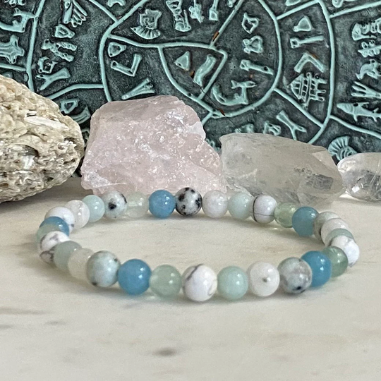 Fertility Bracelet. Moonstone, Aquamarine, Amazonite & Conception Support. 6mm Gemstone Bracelet