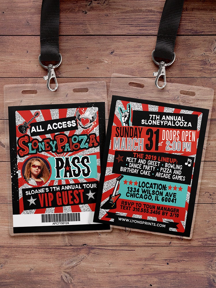 Rock Star, Vip Pass, Backstage Pass, Vip Invitation, Birthday, Pop Star, Rock Star Roller-Skate Party Vip, Birthday