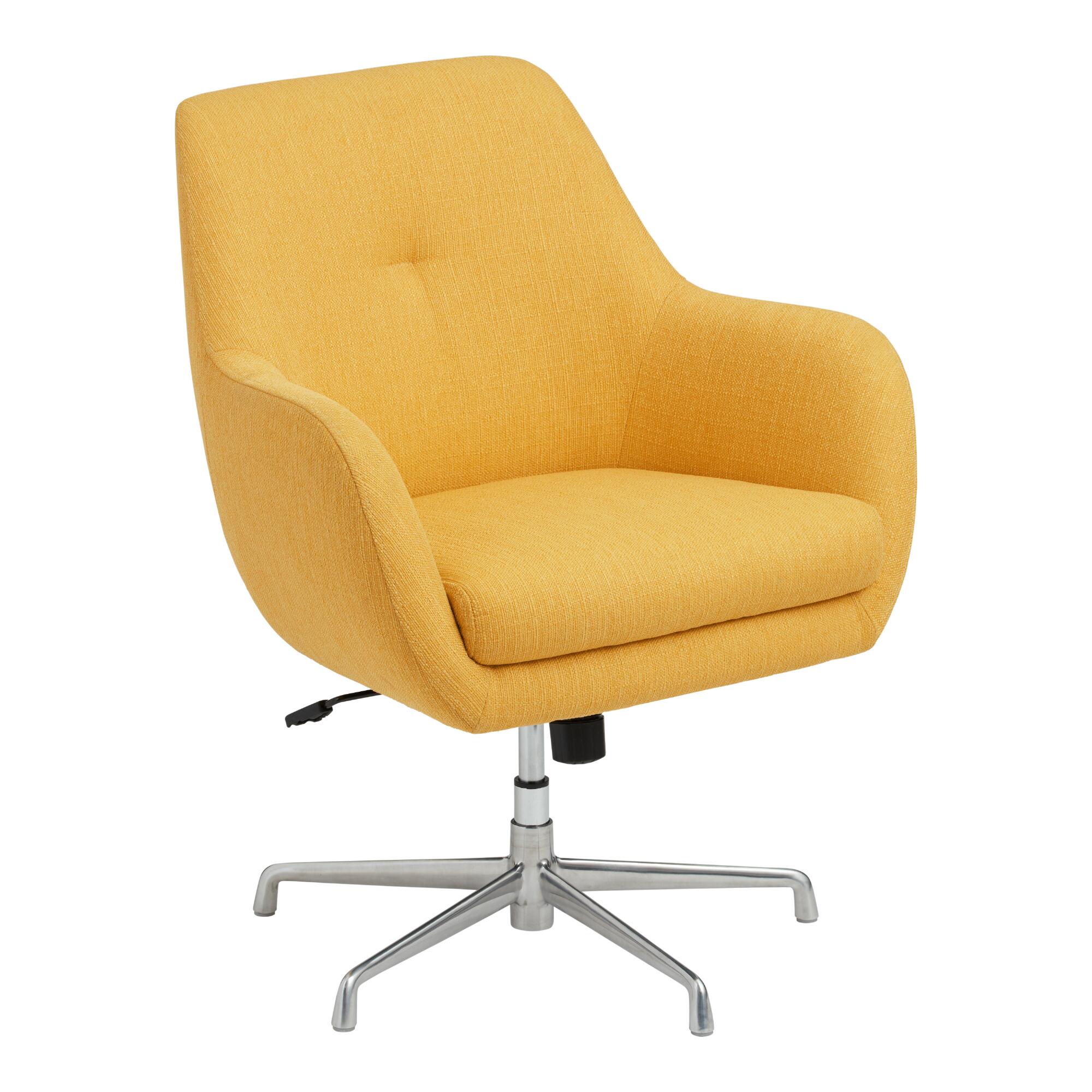 Yellow Marissa Upholstered Home Office Chair: Metallic/Yellow/Silver - Aluminum by World Market