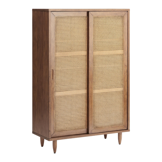 Vintage Acorn and Cane Sliding Door Gustav Bookshelf: Brown/Natural - Wood by World Market