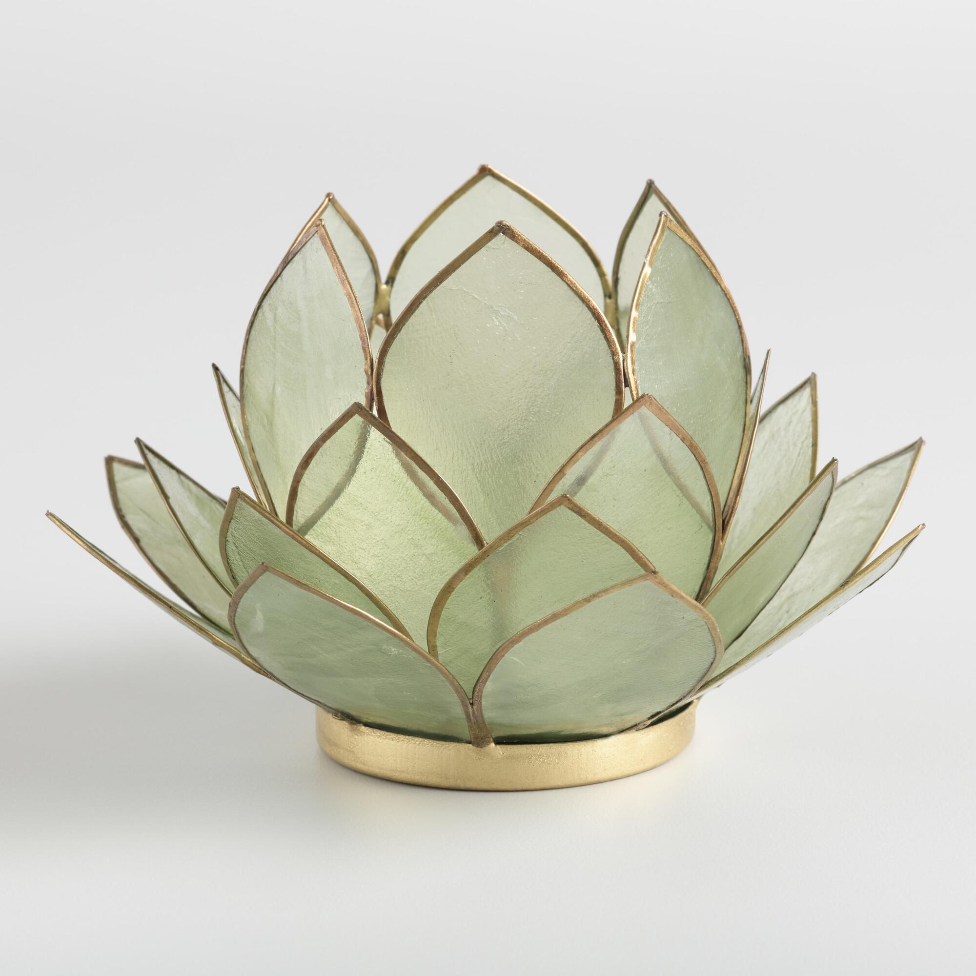 Sea Blue Capiz Lotus Tealight Candle Holder by World Market