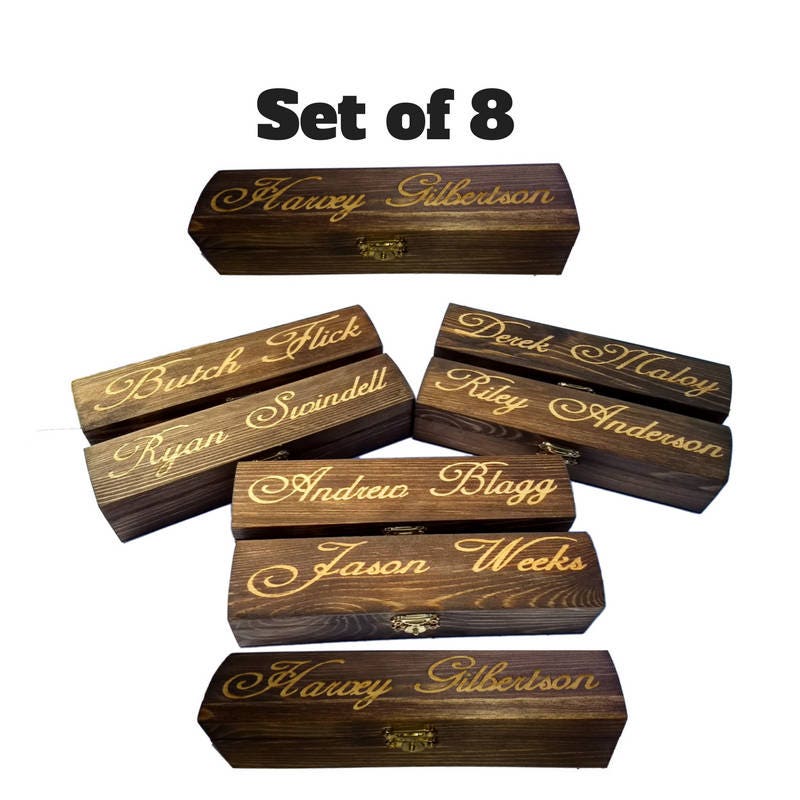 Groomsmen Gift Box, 8 Personalized Wood Gift Box Small Wooden Mens Jewelry Box, Engraved Groomsman Gifts, Best Man Wedding