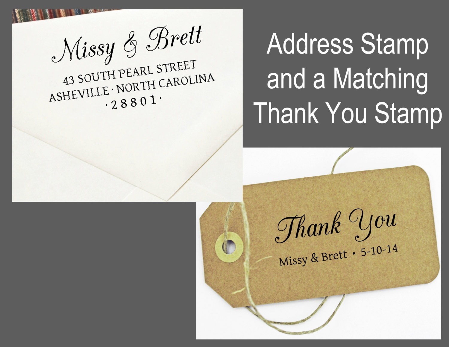 Save- 2 Stamp Combo - Wedding Address Stamp & Matching Thank You