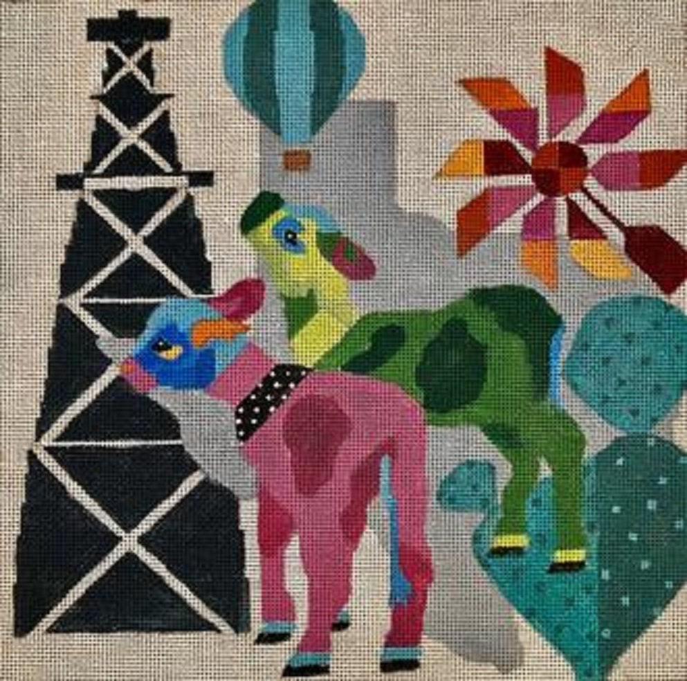 Needlepoint Handpainted Melissa Prince Deep in The Heart Of Texas 10x10 -Free Us Shipping