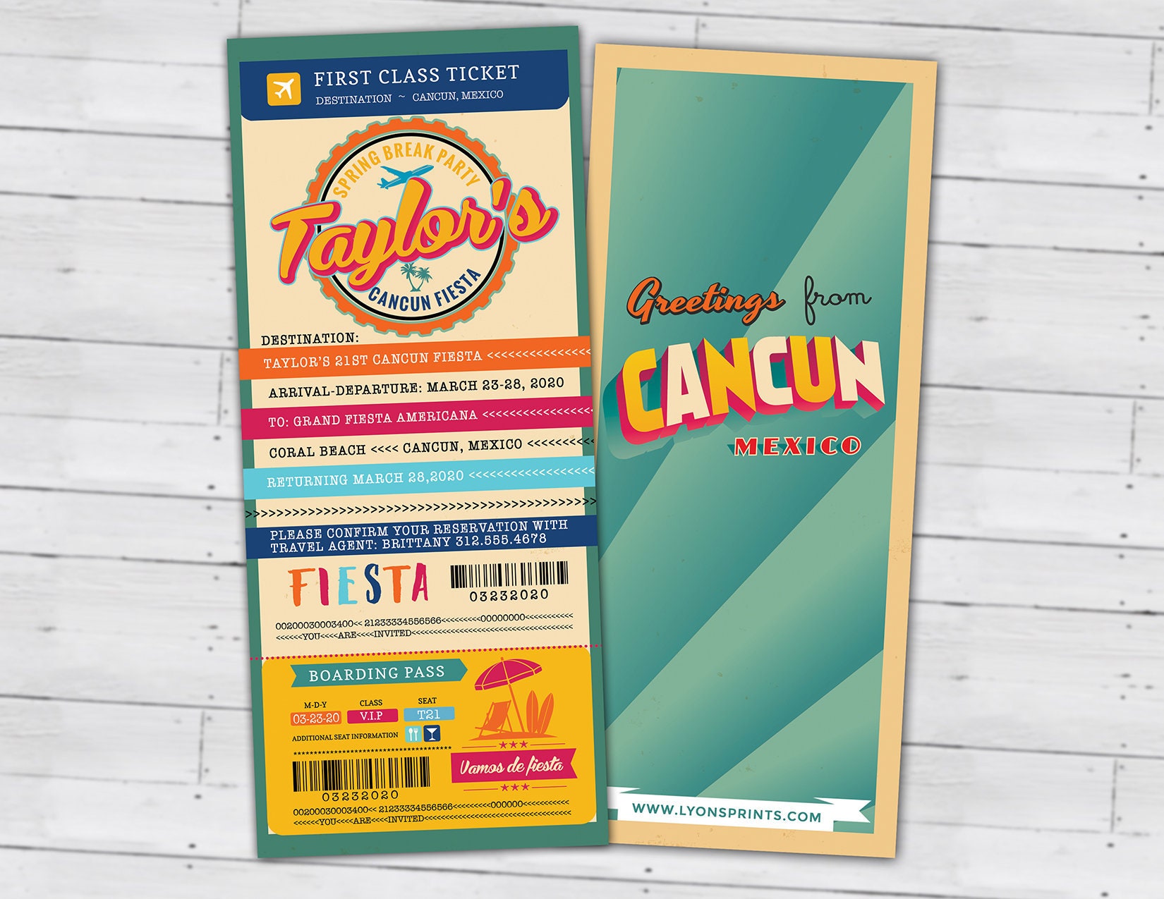 Passport & Ticket Birthday Invitation, Travel Cruise Mexico, Cancun, Spring Break Digital Files Only