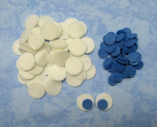 Wool Felt Blend, Diecut, 50 Eyes, Diy, Circles, Die Cut, Small, Safety Eyes For Stuffed Animals, Amigurumi, Toys, Etc. Blue