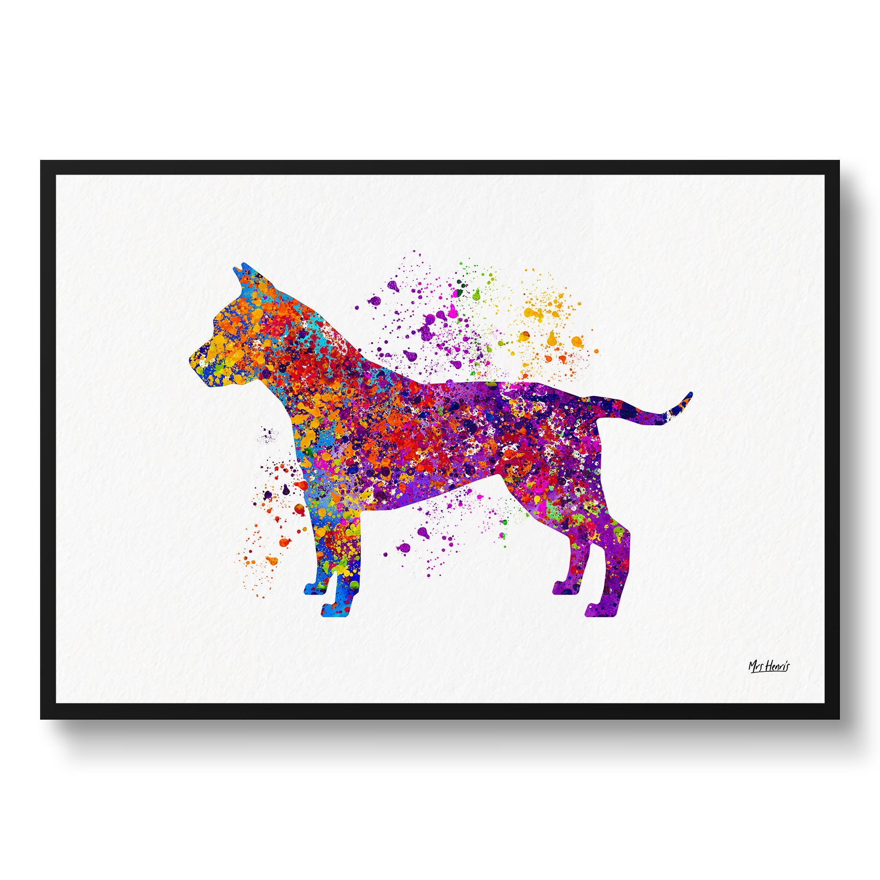 American Staffordshire Terrier Watercolour Dog Print - Veterinary Decor Gift Illustration Framed & Unframed Wall Art Lovers