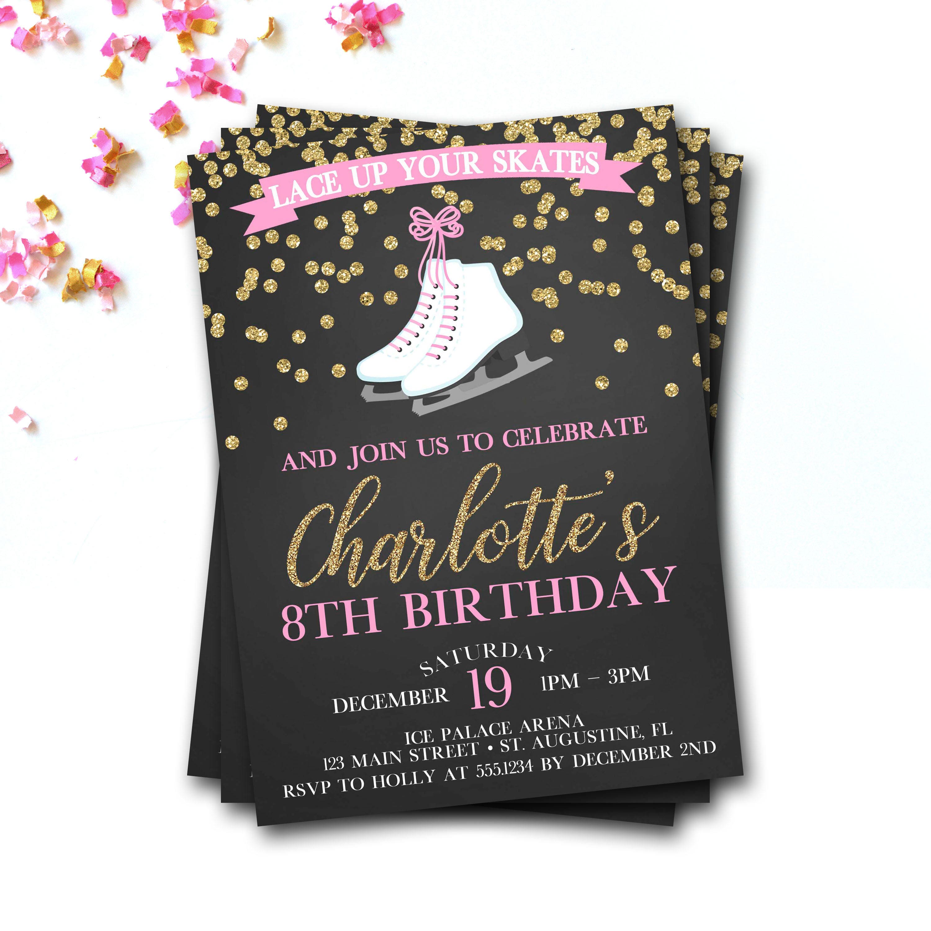 Ice Skating Birthday Invitation, Invite, Party, Skate Birthday, Party