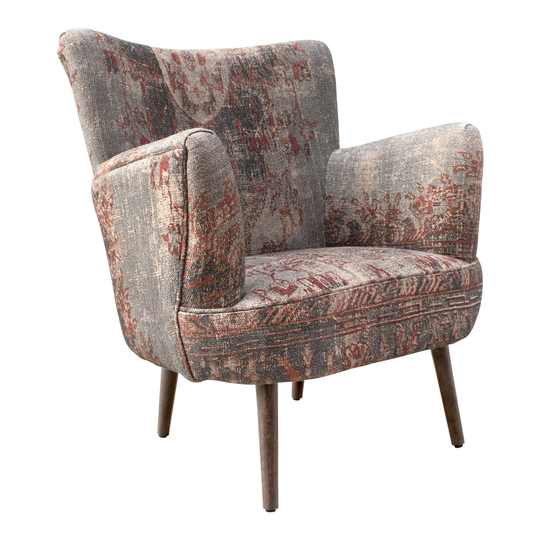 Blue And White Medallion Addison Upholstered Armchair: Multi - Fabric by World Market