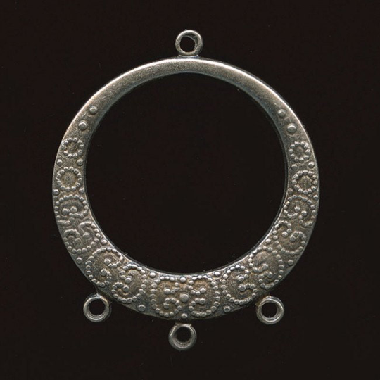 Vintage Silver Plated Fancy Embossed Chandelier Ring, 35x29mm, Pkg Of 2. B9-1046-2