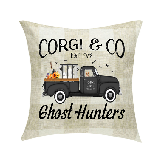 Corgi | Tri-Color & Co. Ghost Hunters Halloween Pillow Cover Buffalo Plaid 18 X ~Cover Only~