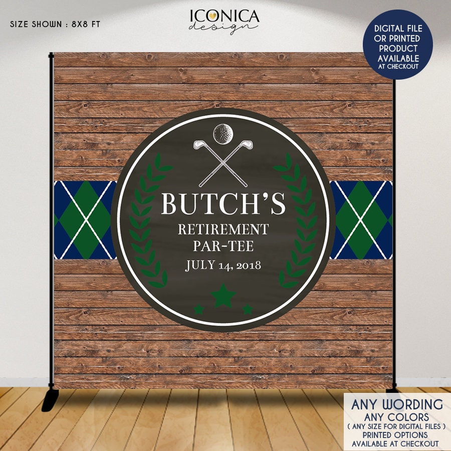 Retirement Party Backdrop, Golf Partee, Virtual Retirement, Argyle Print, Decoration, Rustic Decor, Printed Or Printable File