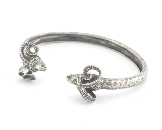 Ram Bracelet Cuff Antique Silver Plated Brass | 65mm Inner Size Adjustable Oz4031