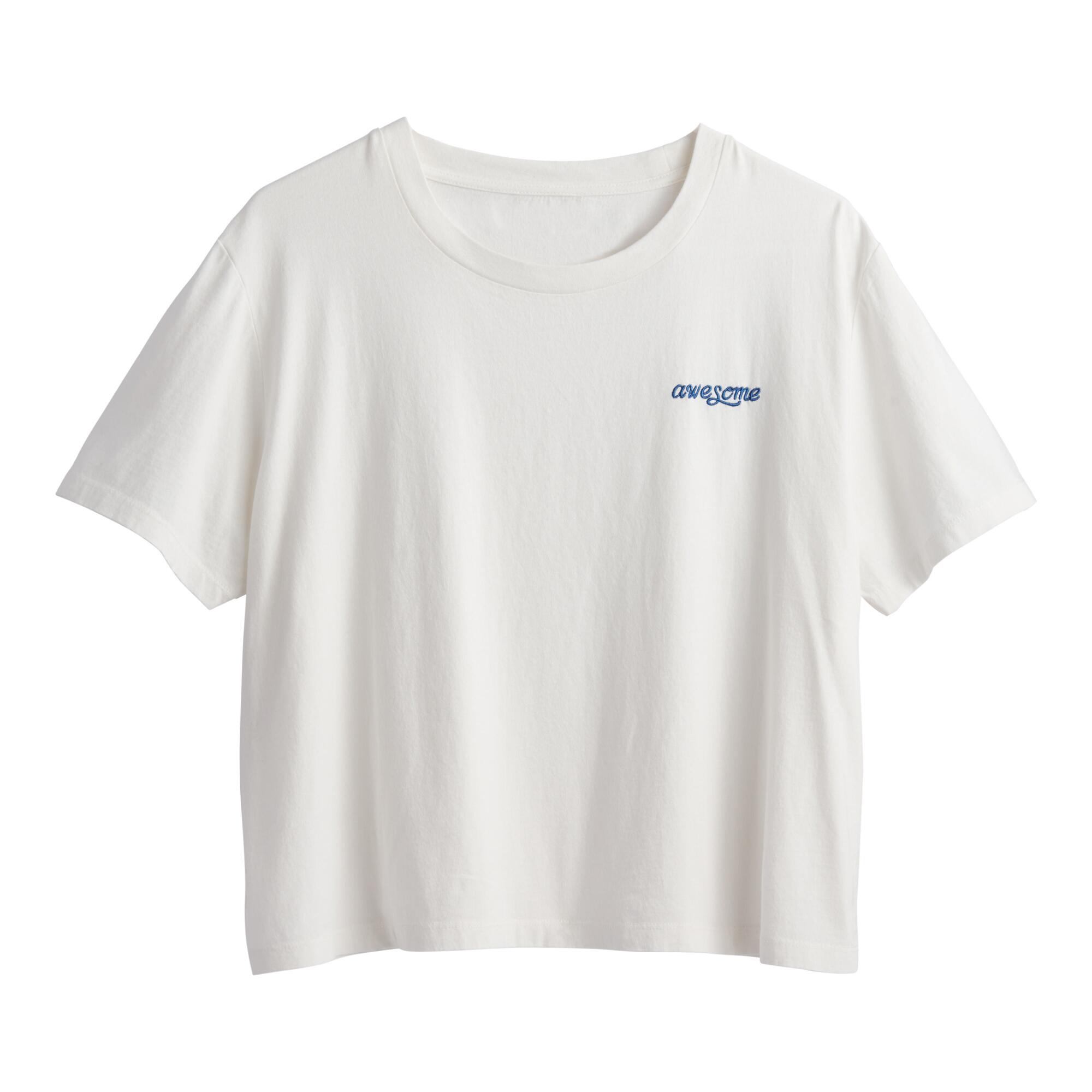 White Embroidered Awesome Lounge Top by World Market