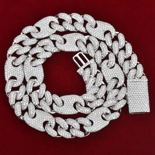 Iced Out 12mm Mariner Miami Cuban Link Puffer Chain Necklace