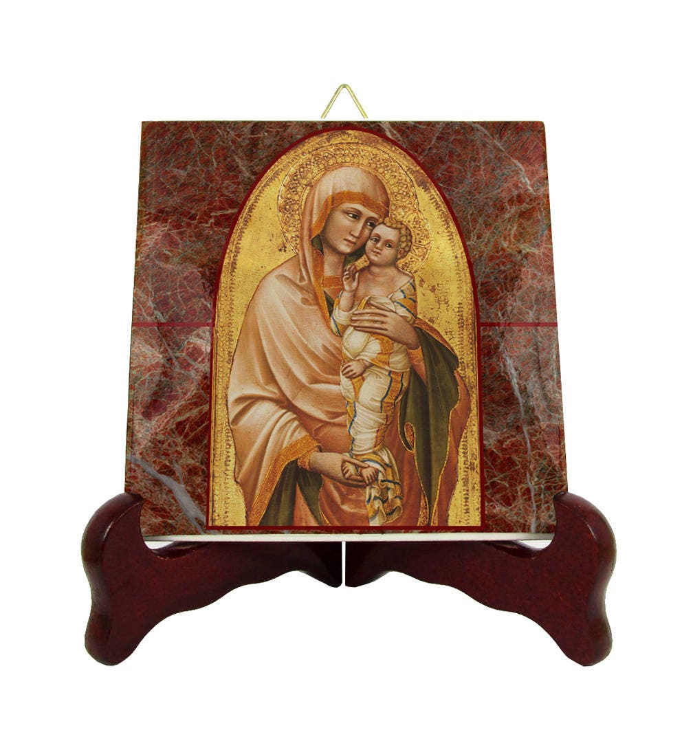 Religious Gifts - Christian Icon On Tile Madonna & Child Virgin Jesus Religious Icons Christian