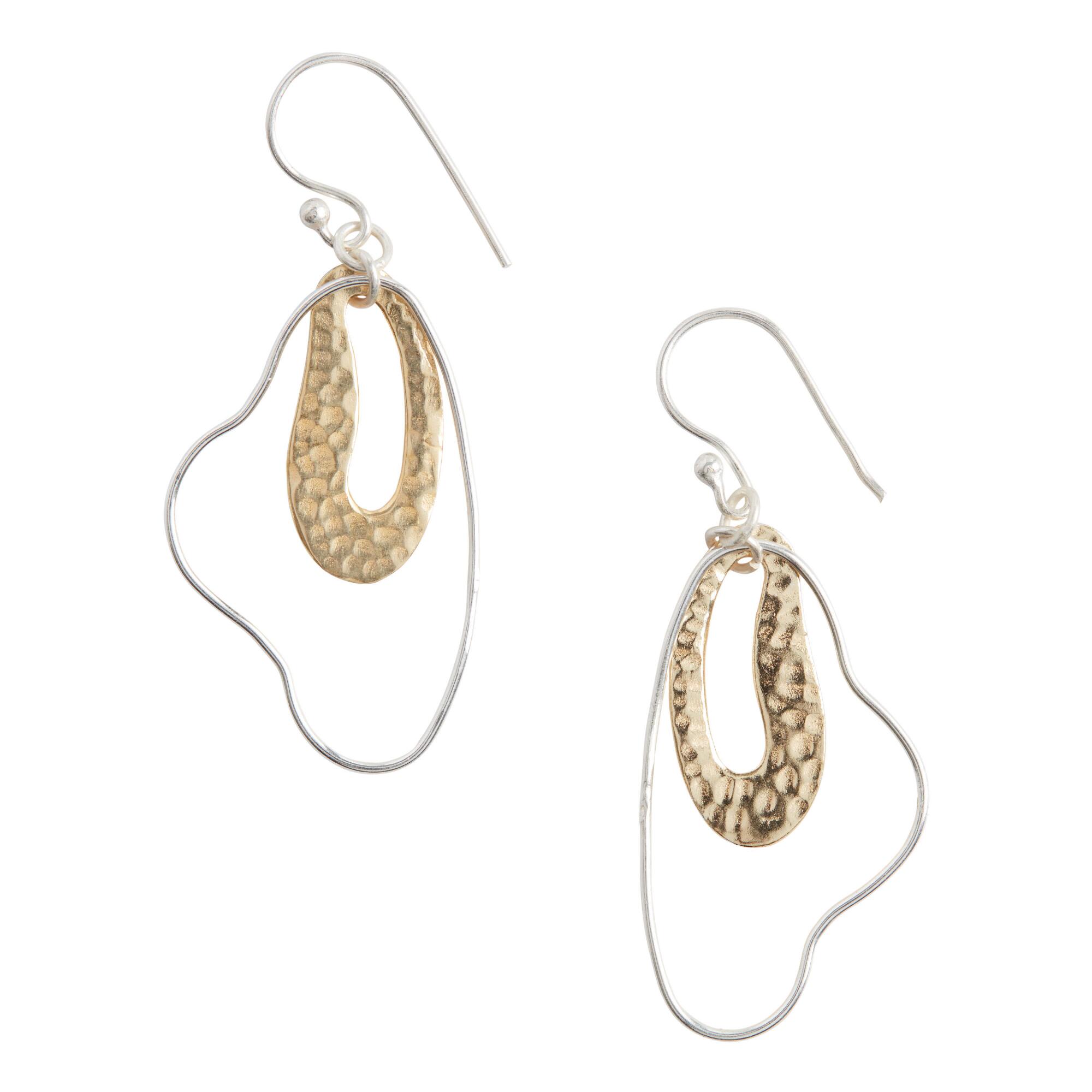 Mixed Metal Organic Shape Drop Earrings by World Market