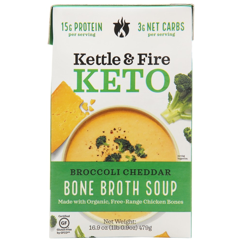 Kettle & Fire - Keto Bone Broth Soup Broccoli Cheddar - 16.9 oz.