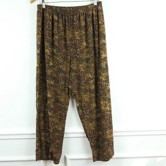 Vintage 90S Rayon Blend Crop Animal Print Cheeta Pull On Pants Lounge 16 L Xl