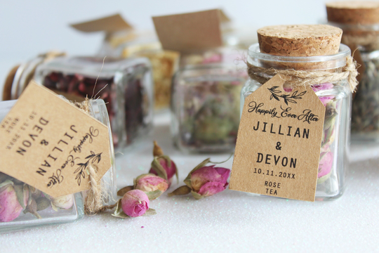 Wedding Tea Favors For Guests in Bulk, Bridal Shower Or Party, Loose Leaf Glass Tube, Thank You Gifts