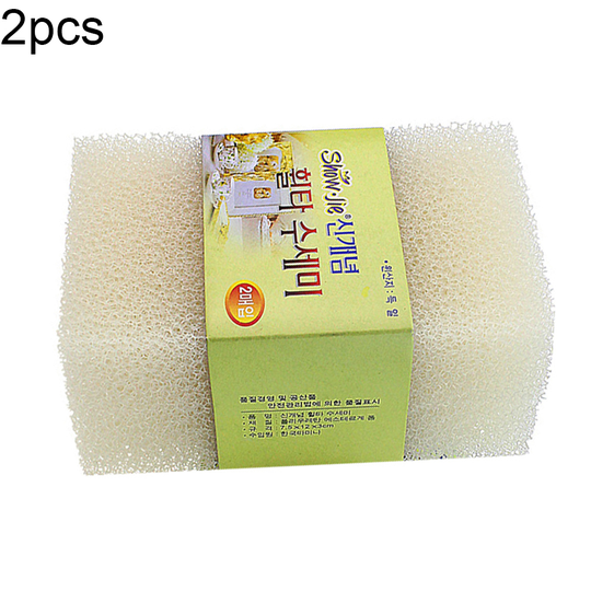 Tousimaii 2Pcs Sponge Brush Plate Dish Cloth Washing Cleaning Kitchen Oil Dirt Remover - white, 2pcs