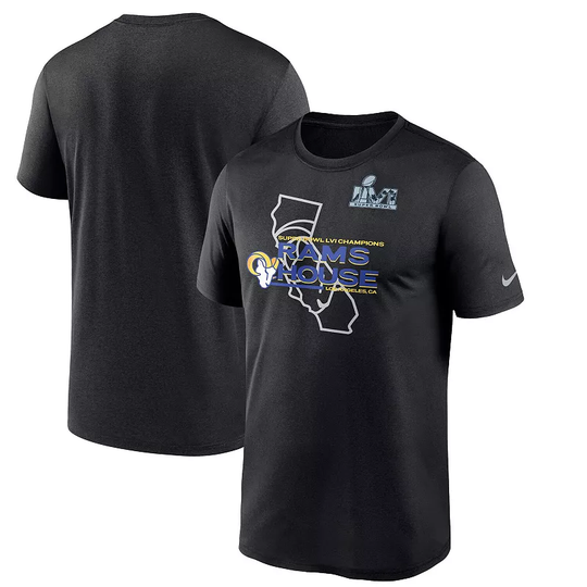 Men's Nike Black Los Angeles Rams Super Bowl LVI Champions Hometown T-Shirt, Size: Large