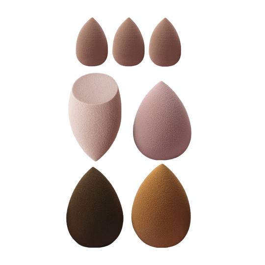 7Pcs Makeup Applicator Dust Proof Skin-friendly Synthetic Sponge Beauty Makeup Blending Sponge for Gift - brown